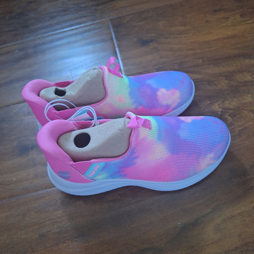 Colorful Tie-Dye Sneakers with Pink Accents